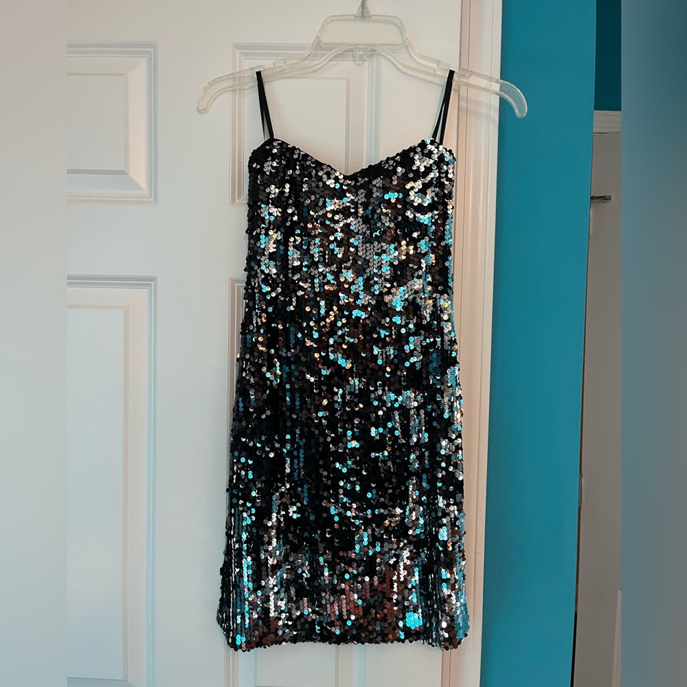 Black Sequin Mini Dress